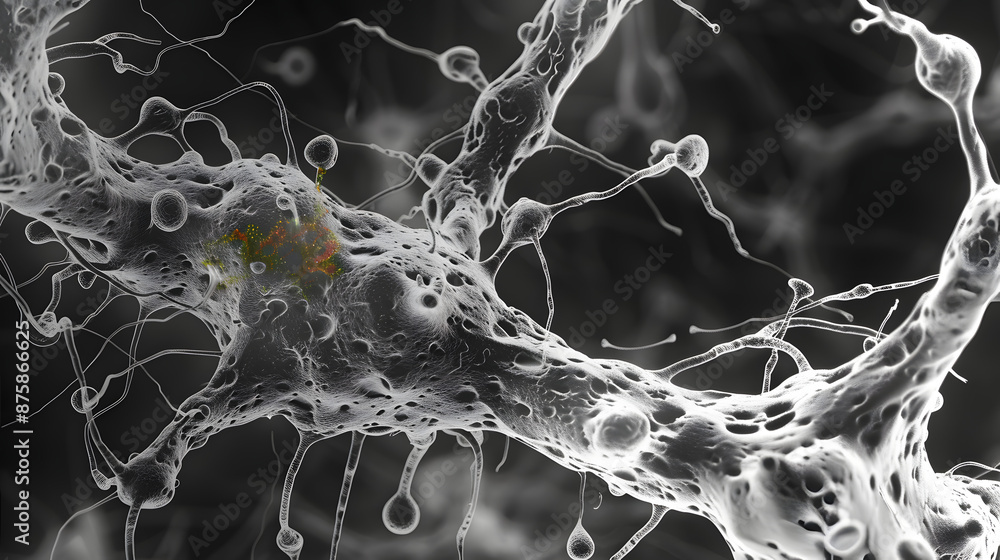 Poster a transmission electron microscopy image displaying the dynamic crosslinking between actin and spect
