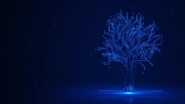 Circuit board electronic hi tech Digital tree. AI Future technology block chain Artificial intelligence. business, processing, interface data mining HUD cloud computing Green Renewable energy