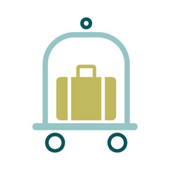 Baggage, luggage, suitcases on trolley vector icon