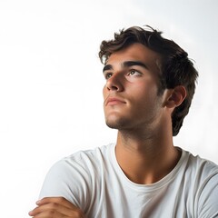 Naklejka premium Portrait of a Young Man Looking Up