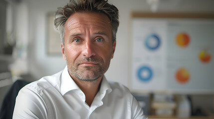 Fototapeta premium Investment Strategies: A German investment consultant in a collaborative workspace, discussing various investment options and risk management with detailed infographics