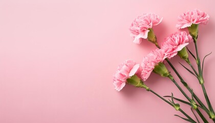Pink Carnations on Pink Background - Beautiful Flowers for Spring - Colored Carnation - Background for Mother's Day, Woman's Day, Valentine's Day or Birthday - Space for Copy or Text
