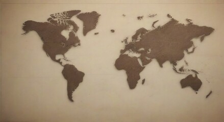 world map on old paper texture, can be used as a background