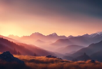 Obraz premium of mountains turkey landscape raster nature panoramic beautiful mountain silhouette view illustration sea scenery panorama silhouettes