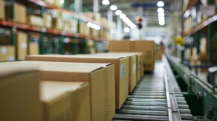 Fototapeta premium Production of cardboard boxes in a factory 