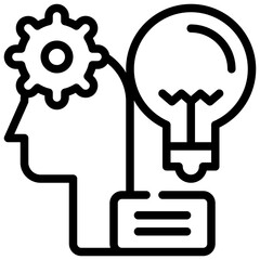 human brain gear wheel education learning knowledge simple line