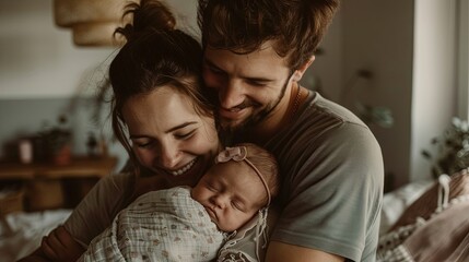 Obraz premium Happy family with child at home