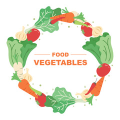 Frame of vegetables, Vegetables design banner. Fresh vegetables. Organic Food.