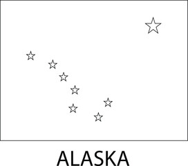 Alaska Flag, United States Flags, Vector Image, Editable illustrator image, black and white image, Coloring book 