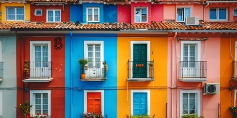Obraz premium Colorful building facades in Comillas, Spain