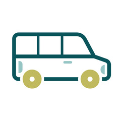 Airport shuttle minivan, shuttle bus vector icon