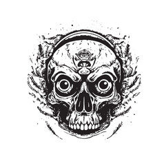 Funny Art Skull Face Design dangerous skull Black on White Background best for Frame Painting Wallpaper t shirt and could be used any item