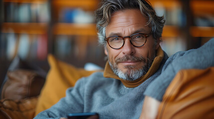 Focused Executive Managing Finances Mobile Banking