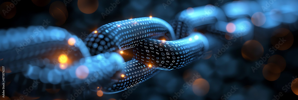Poster unlocking possibilities: blockchain technology on empty canvas