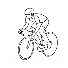 Fototapeta premium a racing cyclist on a racer bike, line art vector illustration isolated on a white background (27)