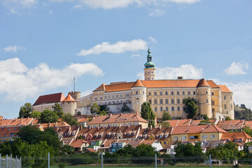 Mikulov Castle (Nikolsburg) in the Czech Republic. An 8th century Baroque castle in the South Moravian Region in the Czech Republic