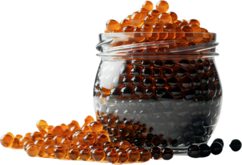 Black and red caviar. Isolated on transparent background