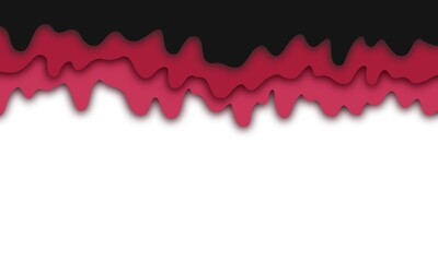 Melted flowing ice cream background. 3d paper cut out layers. Red, pink, black isolated on white. For notebook cover, greeting card cute design. Color Droping Background illustration.