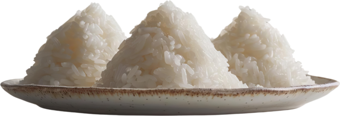 Three mountains of delicious Japanese rice