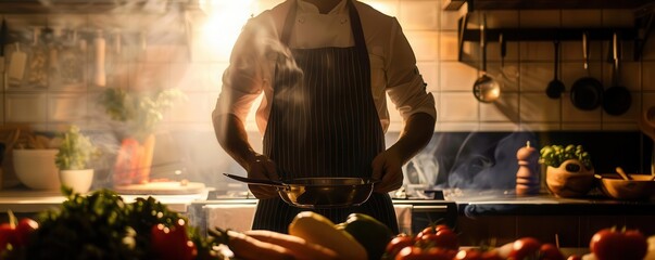 Healthy cooking routine, culinary session, nutrition program close up, focus on, copy space Fresh and vibrant ingredients Double exposure silhouette with kitchen utensils