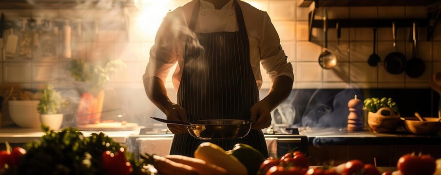 Healthy cooking routine, culinary session, nutrition program close up, focus on, copy space Fresh and vibrant ingredients Double exposure silhouette with kitchen utensils