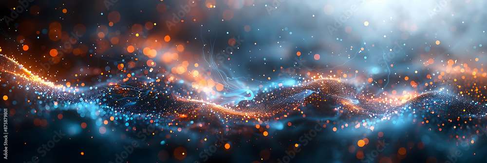 Aufkleber tech background: grey blue network infrastructure with advanced elements