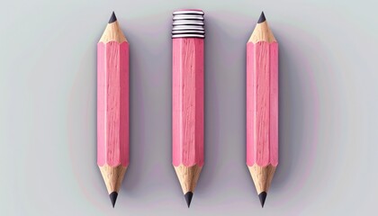 Ultra HD Blush Pencil 3D Vector Set for Educational Themes, High Resolution