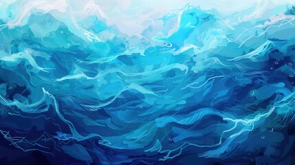 Abstract Ocean Waves in Deep Blue Tones