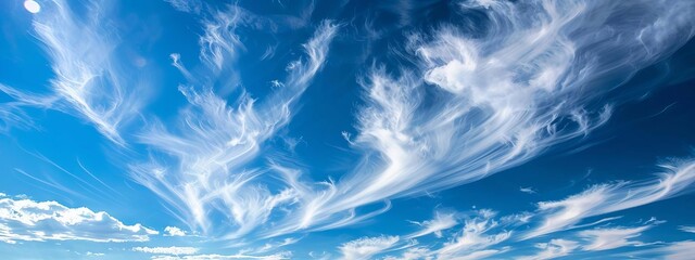 Obraz premium Blue sky with clouds selective focus nature, Generative AI,