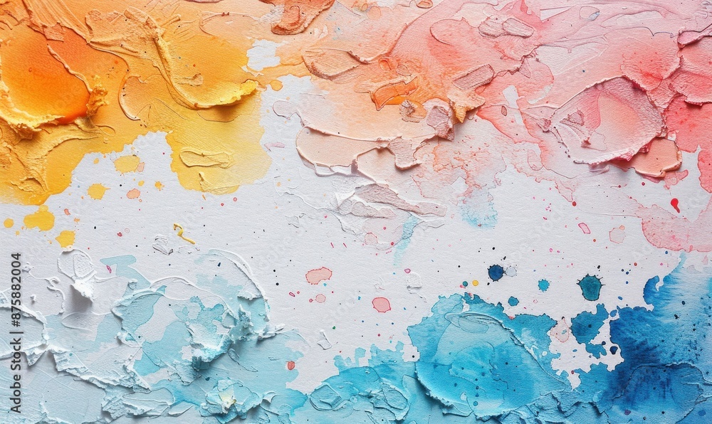 Poster this detailed texture on white watercolor paper features multi-colored spots in maximum detail. the 