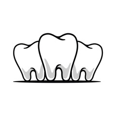 Isolated fun of three teeth with simple classic vintage art line style