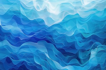 Abstract Blue Wavy Ocean Surface with Soft Pastel Light and Dark Blue Hues