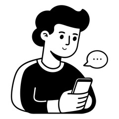 Vector Illustration of a Person Texting on a Mobile Phone