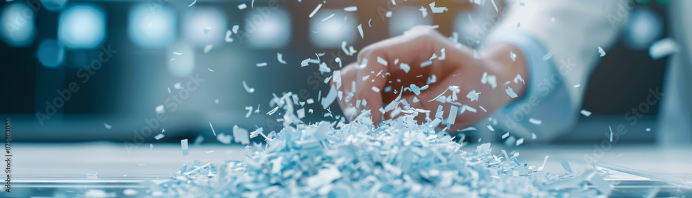 Poster automated document shredding and secure data destruction technology for document management.