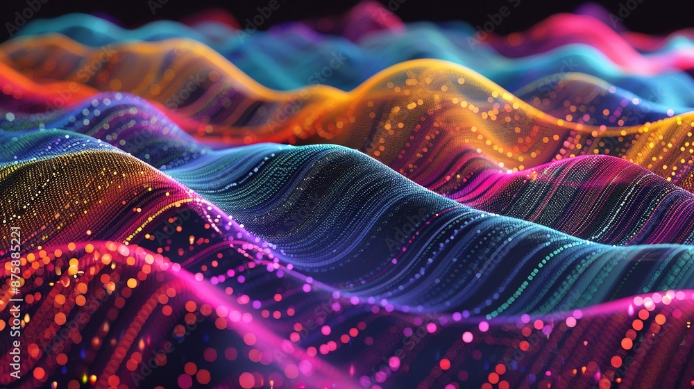 Aufkleber vibrant digital data streams - abstract technology concept with colorful waves of information flow