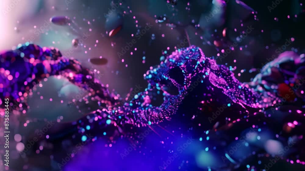 Poster close-up view of a dna double helix strand with visible base pairs and sugar-phosphate backbones, ge