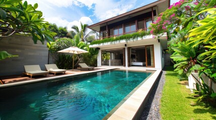 Cool House. Luxury Villa with Tropical Garden, Pool, and Architectural Design