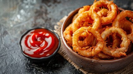 Crispy Onion Rings with Ketchup