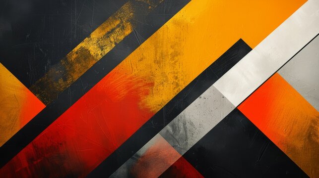 Abstract composition of bright and dark geometric shapes with a rough grunge texture.