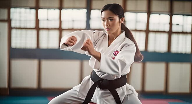 Woman in a karate class.