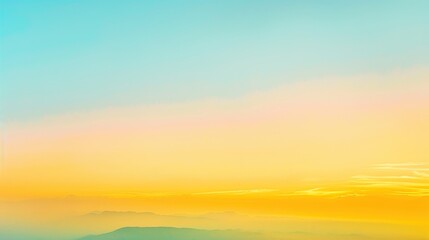 Obraz premium Serene Sunrise Gradient in Sky Blue and Soft Yellow Colors Illuminating the Horizon