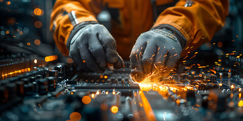 Electrician Fixing Circuit with Power Tools
