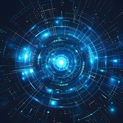 Fototapeta premium Abstract Technology Background with Glowing Blue Circles