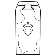 strawberry milk box illustration hand drawn outline vector
