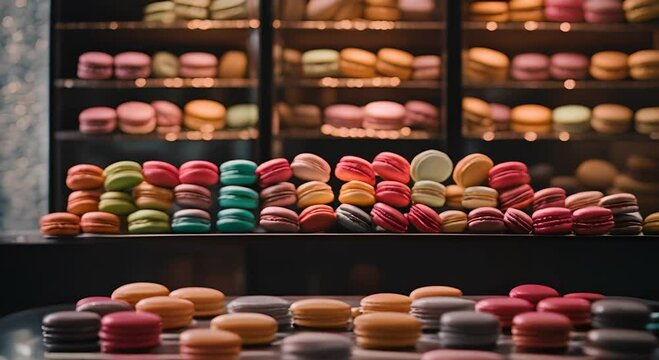 Interior of a French macarons store.