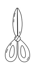 Kitchen scissors icon symbol template, doodle style flat vector outline for coloring book