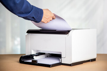 Printer, copier, scanner in office. Workplace ,photocopier machine for scanning document printing a...