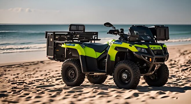 Police quad on the beach.