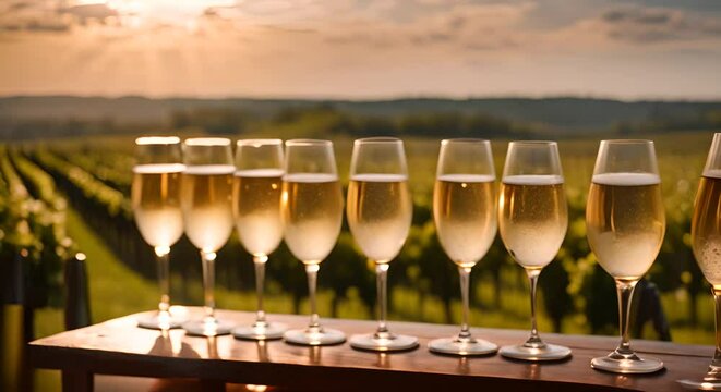 Champagne tasting in a vineyard.