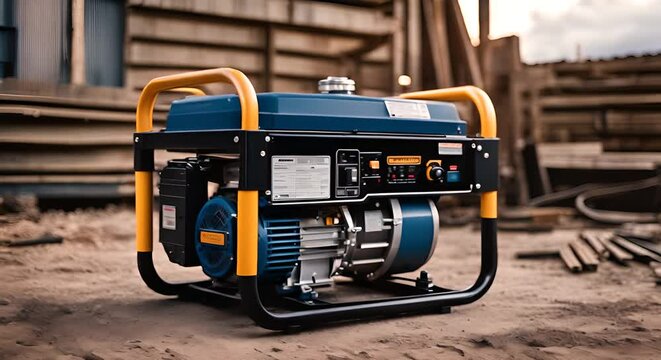 Electric generator at a construction site.